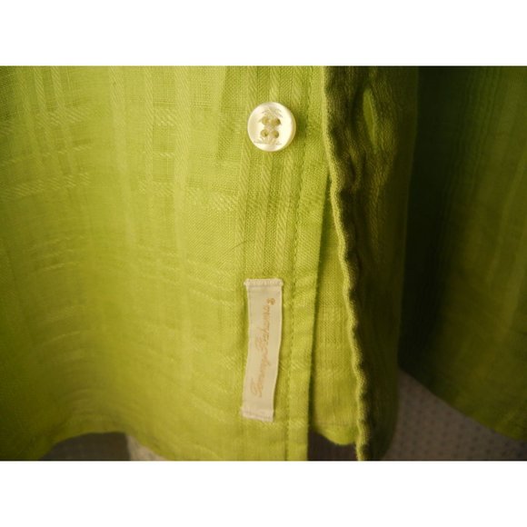 XXL Tommy Bahama Linen Lime Green casual button up shirt - Picture 5 of 7